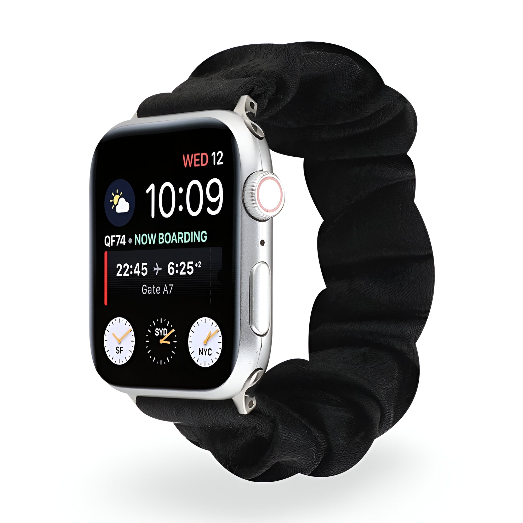 Apple Watch Scrunchie-Style Bracelet in Elastic Fabric, Various Patterns, for Women, Nyssara Model