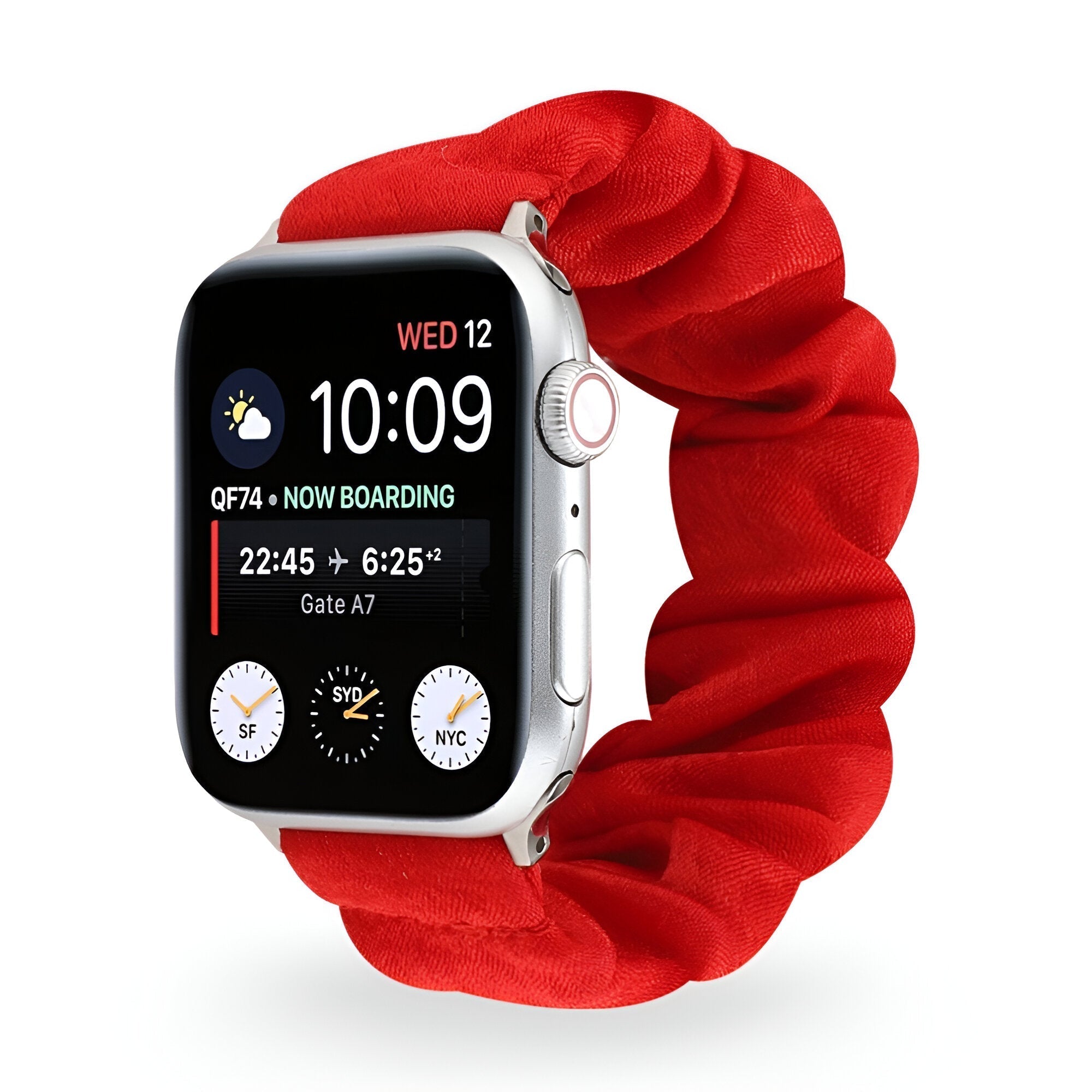 Apple Watch Scrunchie-Style Bracelet in Elastic Fabric, Various Patterns, for Women, Nyssara Model