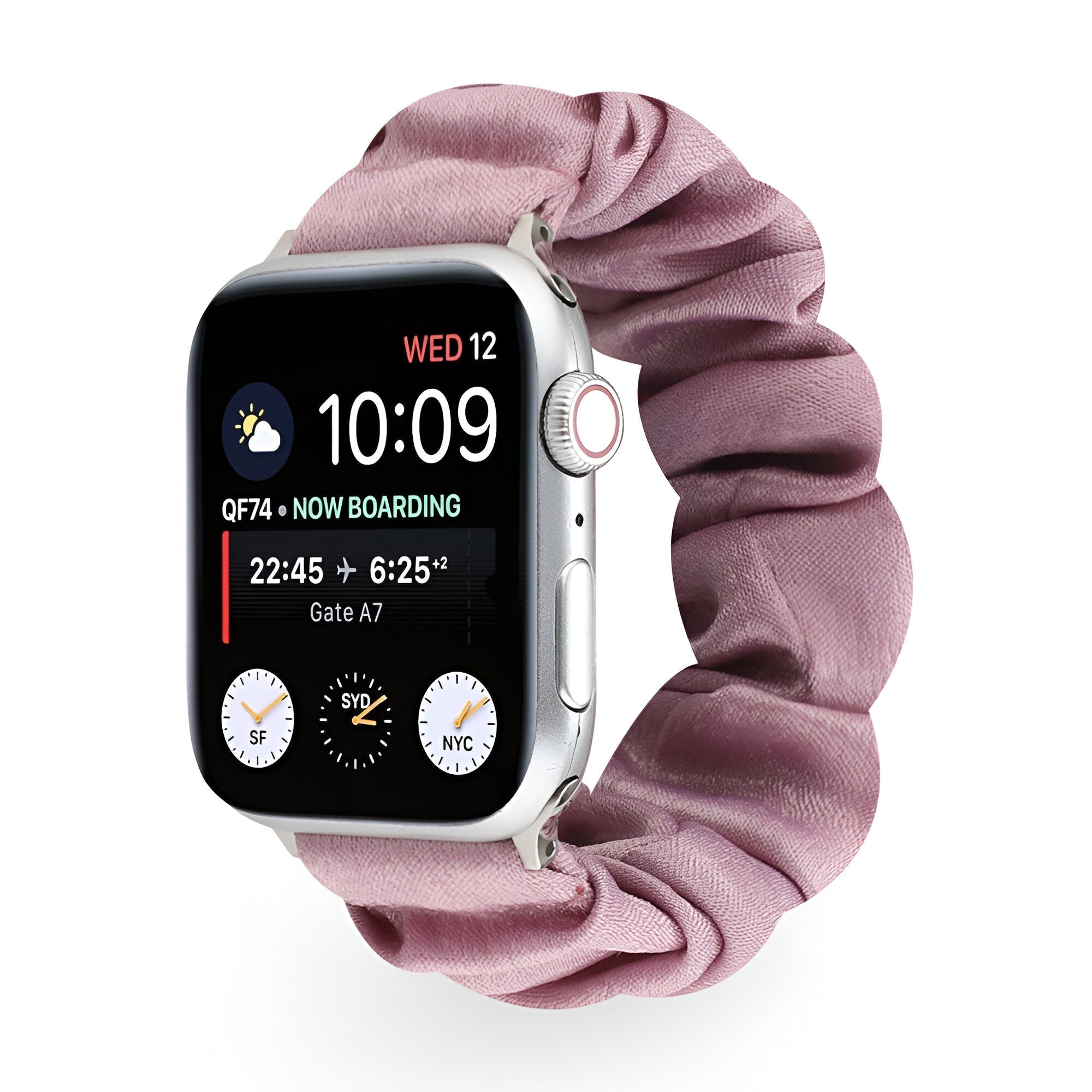 Apple Watch Scrunchie-Style Bracelet in Elastic Fabric, Various Patterns, for Women, Nyssara Model