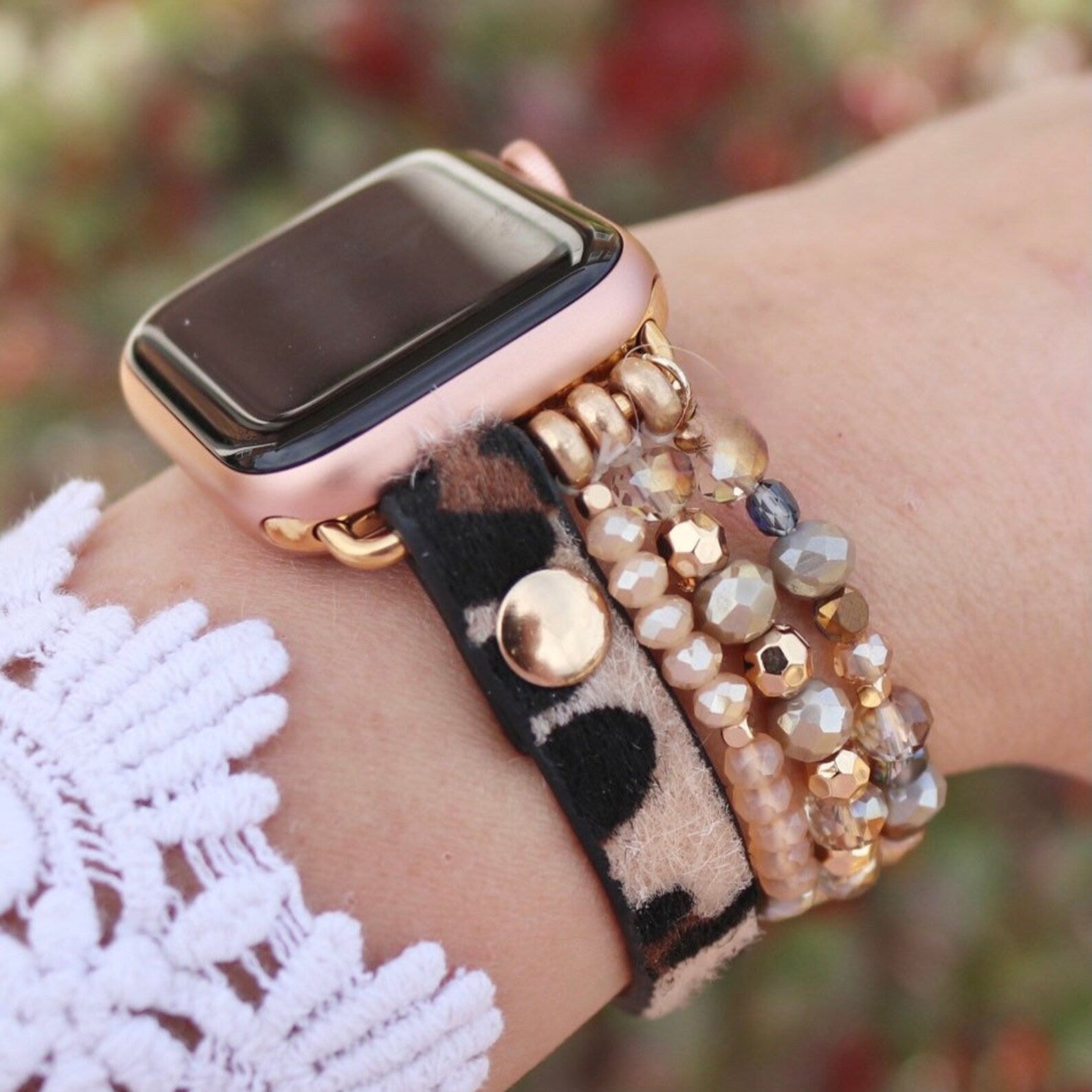 Apple Watch Bracelet, multi-strand beaded, for women, Malia model