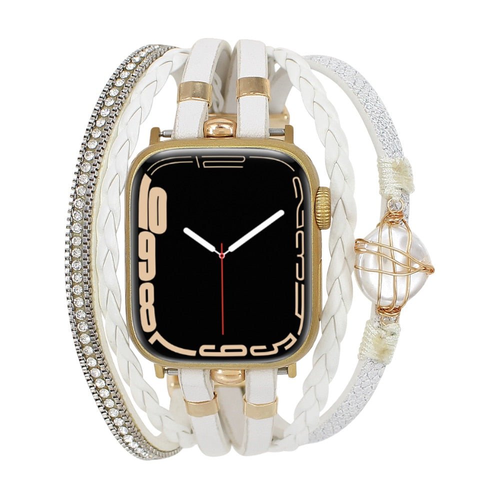 Multi-strand smart watch bracelet, Apple Watch, gold and freshwater pearl, for women, model Arix
