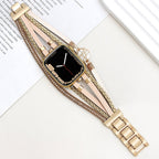 Multi-strand smart watch bracelet, Apple Watch, gold and freshwater pearl, for women, model Arix