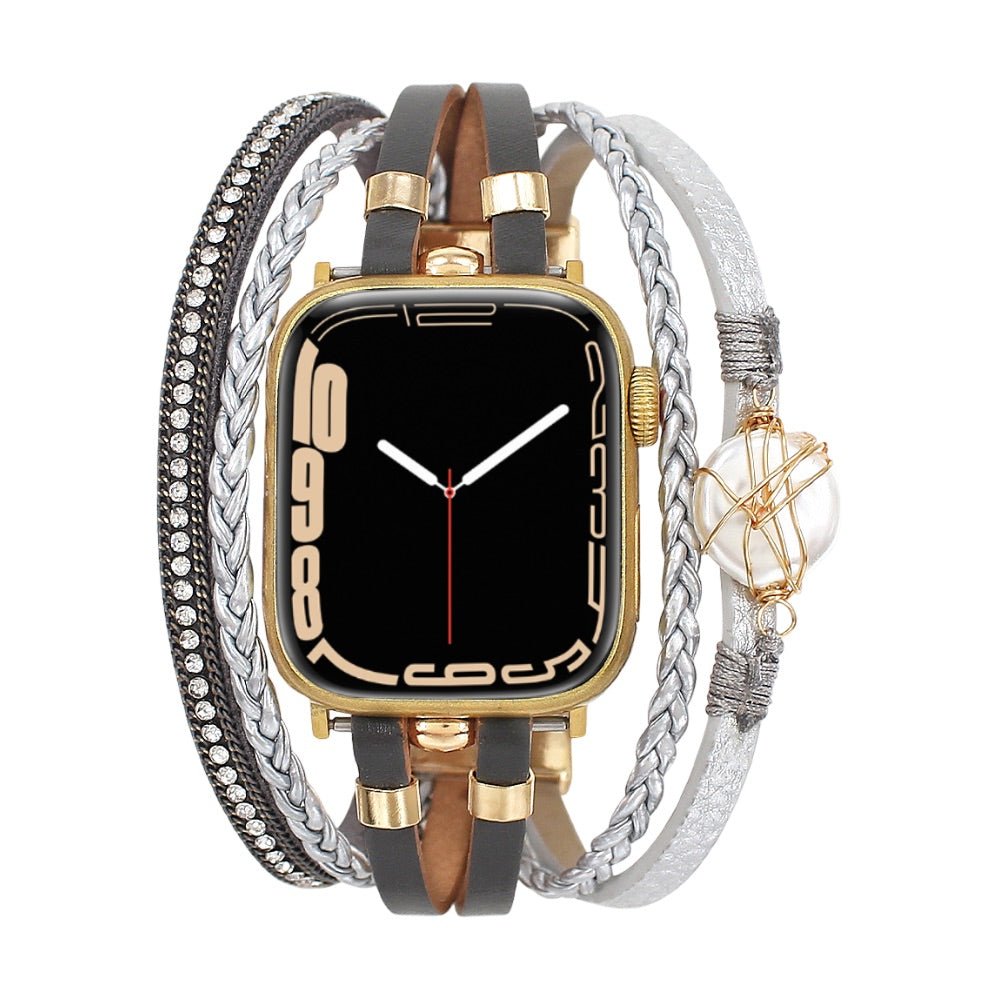 Multi-strand smart watch bracelet, Apple Watch, gold and freshwater pearl, for women, model Arix