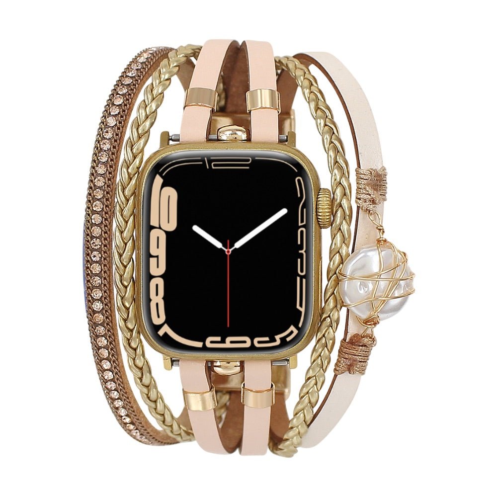 Multi-strand smart watch bracelet, Apple Watch, gold and freshwater pearl, for women, model Arix