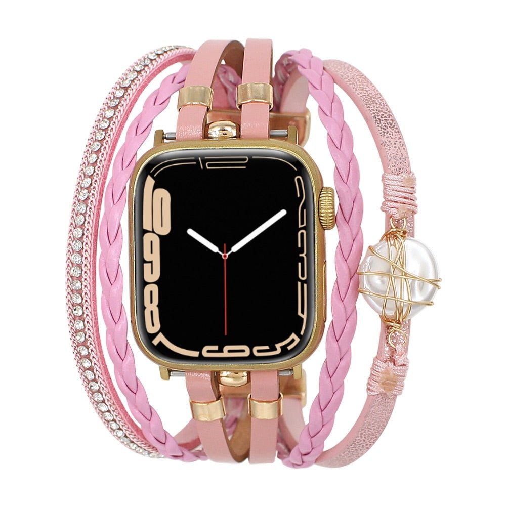Multi-strand smart watch bracelet, Apple Watch, gold and freshwater pearl, for women, model Arix