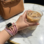 Multi-strand smart watch bracelet, Apple Watch, gold and freshwater pearl, for women, model Arix