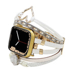 Multi-strand smart watch bracelet, Apple Watch, adorned with a heart and a stone, for women, Lazara model