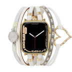 Multi-strand smart watch bracelet, Apple Watch, adorned with a heart and a stone, for women, Lazara model