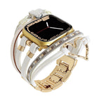 Multi-strand smart watch bracelet, Apple Watch, adorned with a heart and a stone, for women, Lazara model