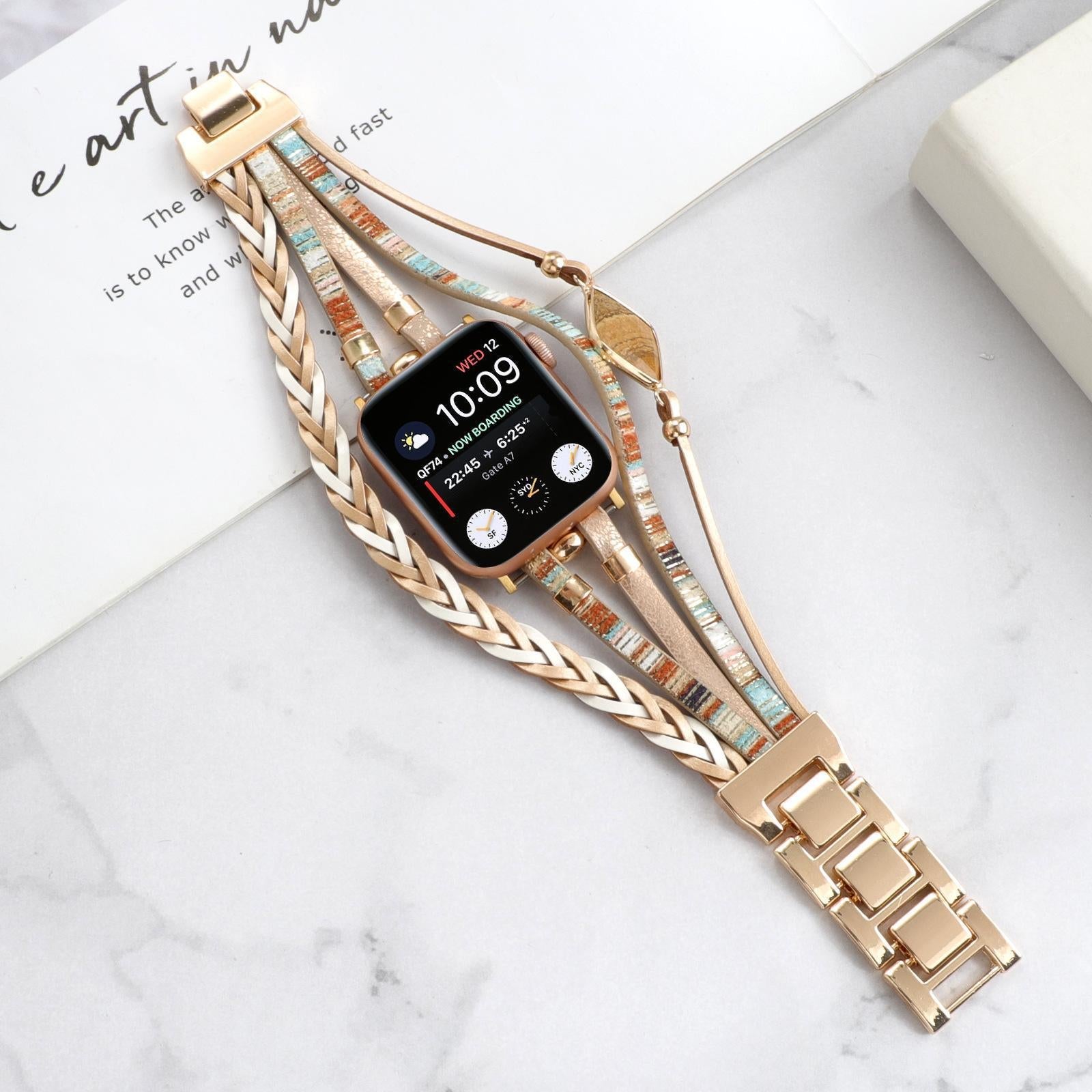 Multi-Strand Bracelet for Apple Watch, Braided Straps with Central Stone, for Women, Adla Model