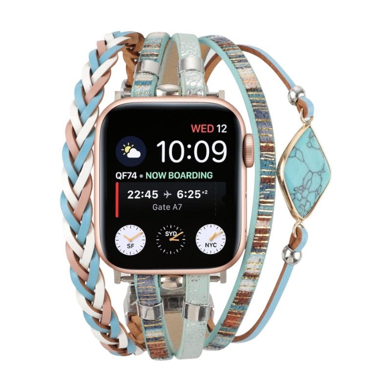 Multi-Strand Bracelet for Apple Watch, Braided Straps with Central Stone, for Women, Adla Model