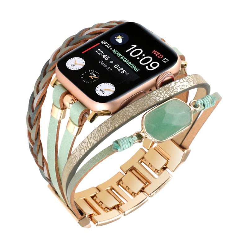 Multi-Strand Bracelet for Apple Watch, Braided Straps with Central Stone, for Women, Adla Model