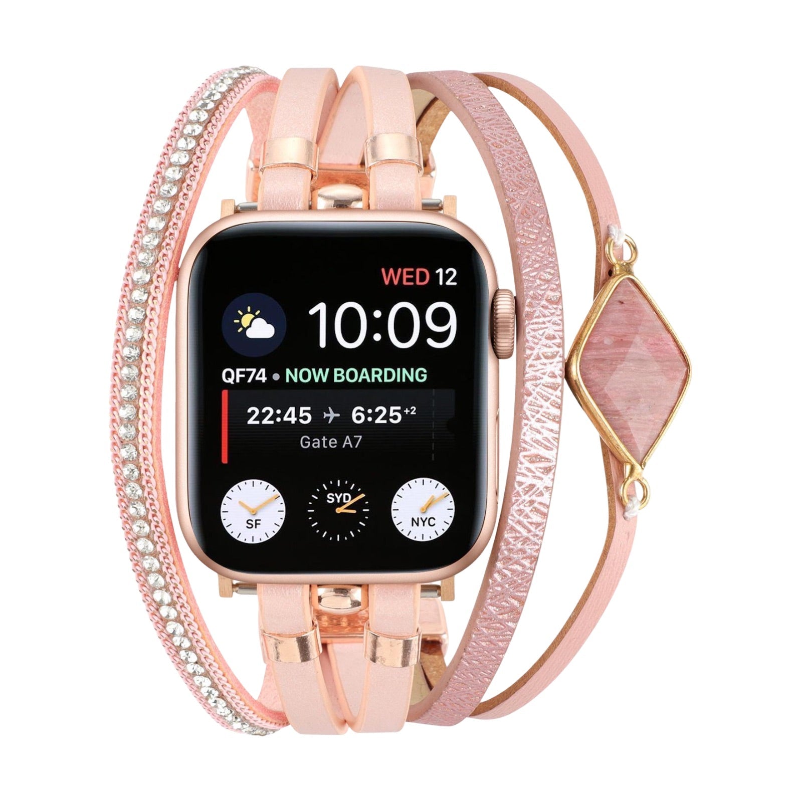 Multi-Strand Bracelet for Apple Watch, Braided Straps with Central Stone, for Women, Adla Model