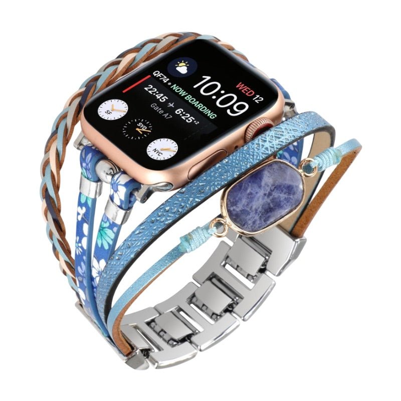 Multi-Strand Bracelet for Apple Watch, Braided Straps with Central Stone, for Women, Adla Model