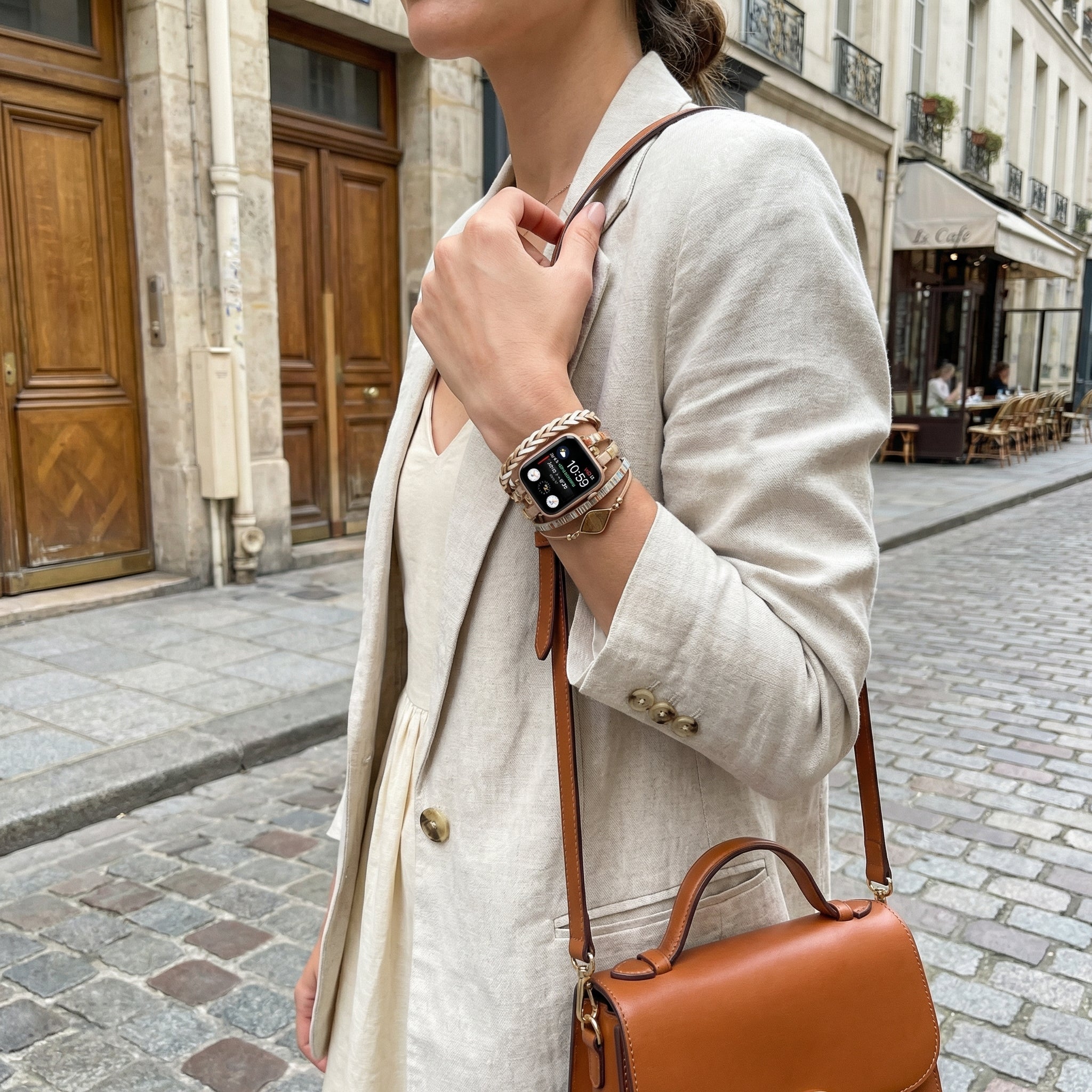 Multi-Strand Bracelet for Apple Watch, Braided Straps with Central Stone, for Women, Adla Model
