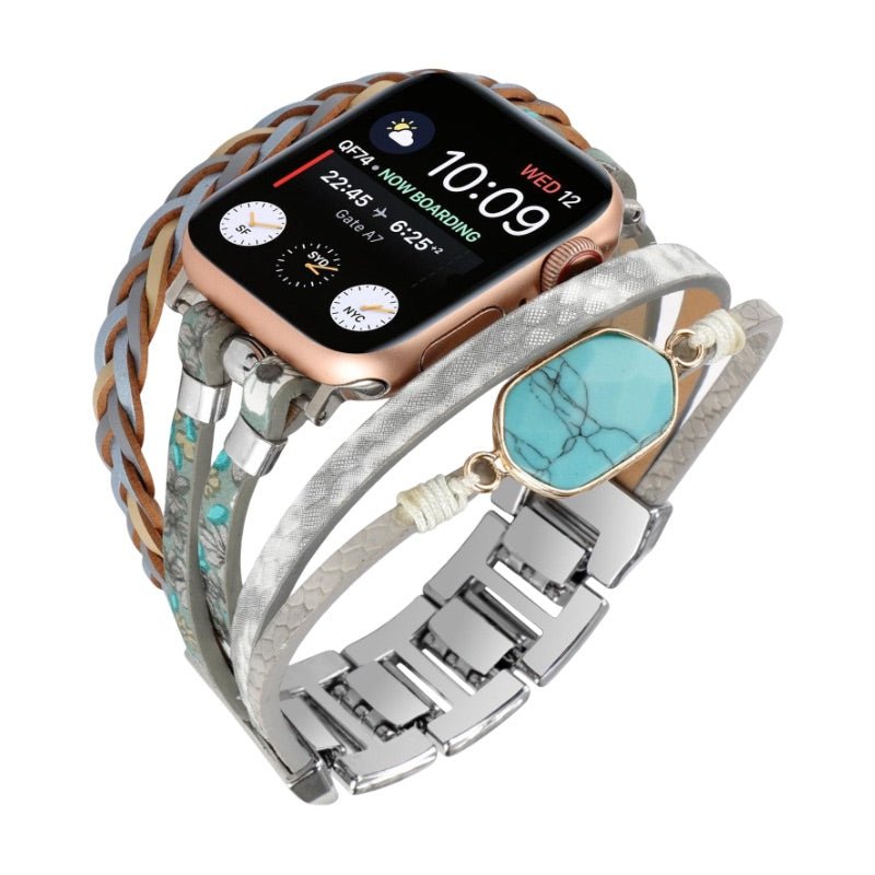 Multi-Strand Bracelet for Apple Watch, Braided Straps with Central Stone, for Women, Adla Model