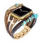 Multi-strand smart watch bracelet, Apple Watch, natural stones and feather, for women, Lyxia model