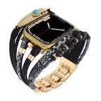 Multi-strand smart watch bracelet, Apple Watch, natural stones and feather, for women, Lyxia model