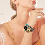 Multi-strand smart watch bracelet, Apple Watch, natural stones and feather, for women, Lyxia model