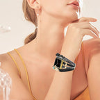 Multi-strand smart watch bracelet, Apple Watch, natural stones and feather, for women, Lyxia model