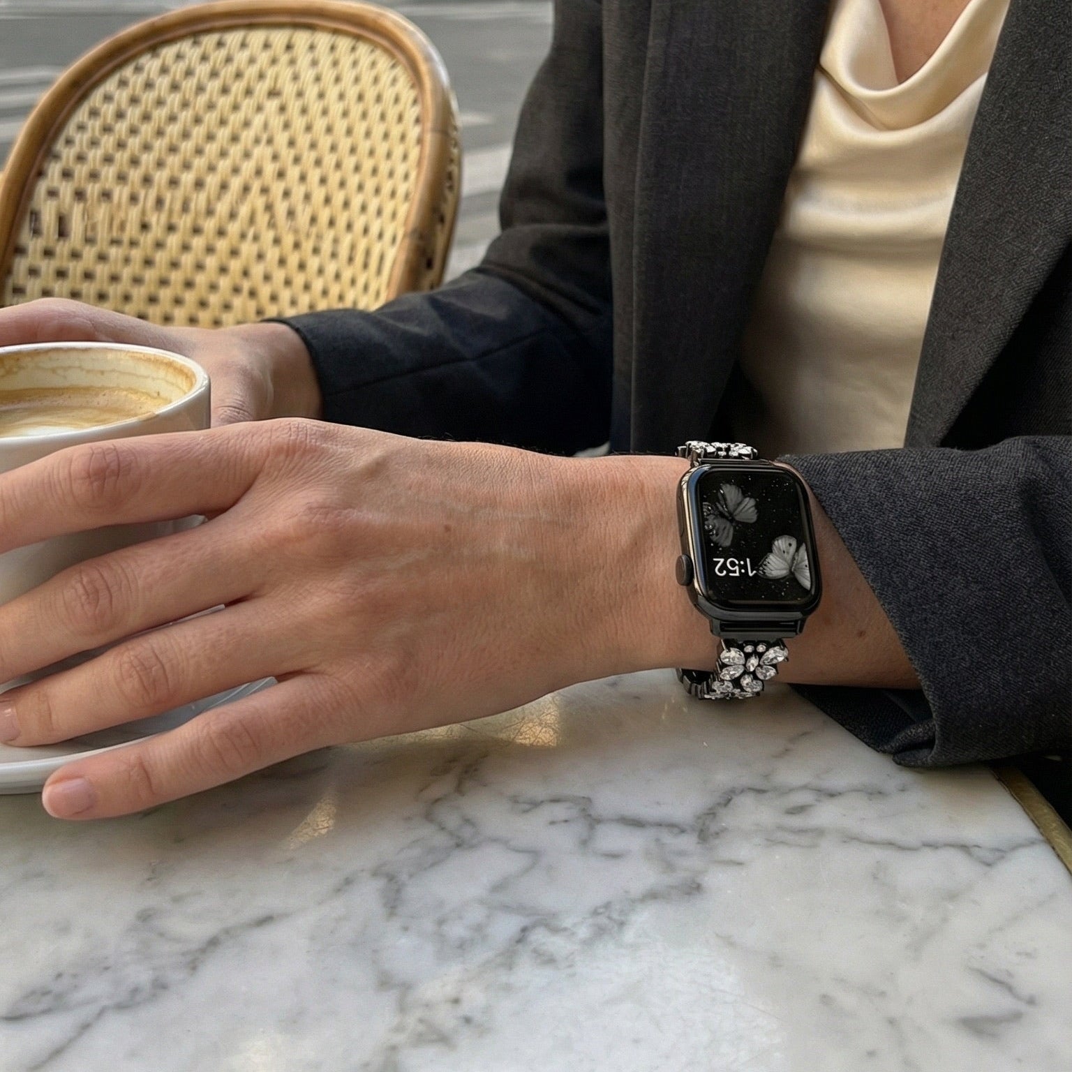 Apple Watch Bracelet, Parina model for women, butterfly links set with zircons