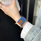 Denim jean bracelet, casual and elegant look, for Apple Watch, adjustable, Locarne model