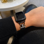 Mesh bracelet for Apple Watch, stainless steel with magnetic clasp, cross ornament and zirconium oxide, Aménia model