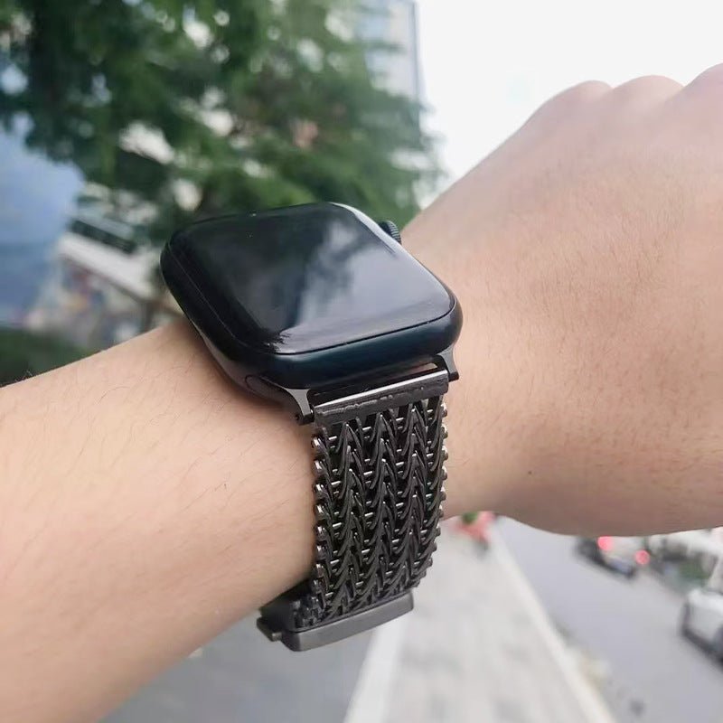 Thick V Mesh Bracelet, Unbreakable, for Apple Watch, Adjustable, Forux Model