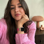Elastic nylon bracelet for Apple Watch, stainless steel connectors with crown motif set with crystals, adjustable and lightweight, Irène model