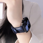 Woven nylon strap for Apple Watch, pixelated geometric pattern, pin buckle, Aréna model