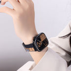 Woven nylon strap for Apple Watch, pixelated geometric pattern, pin buckle, Aréna model