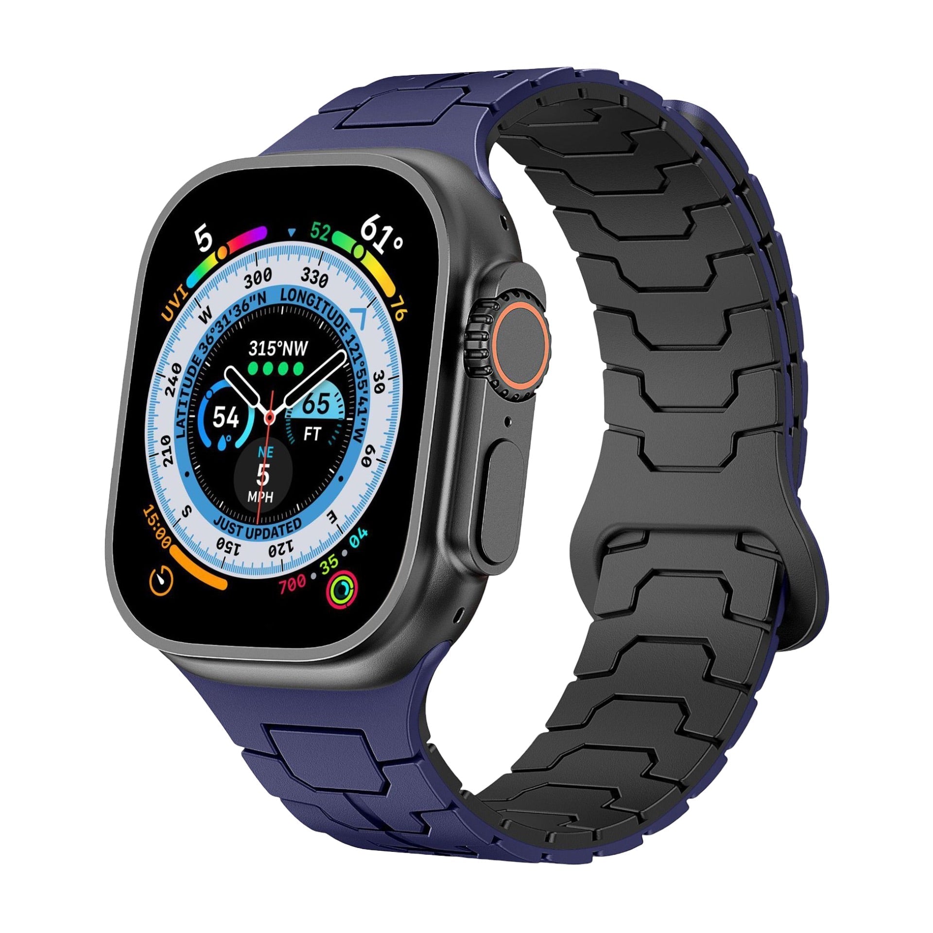 Technical-look high-resistance silicone bracelet for Apple Watch, adjustable, Ditrix model