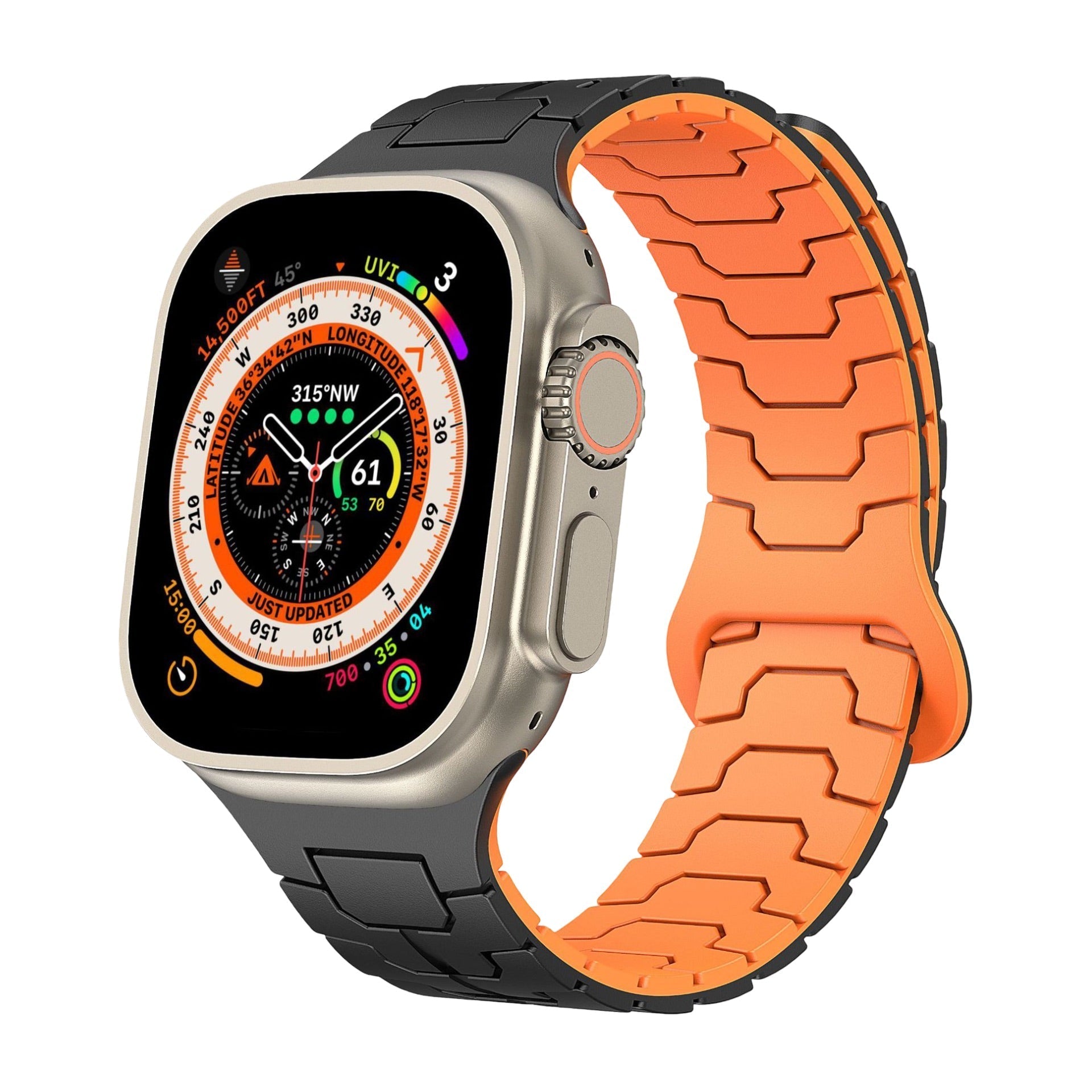 Technical-look high-resistance silicone bracelet for Apple Watch, adjustable, Ditrix model