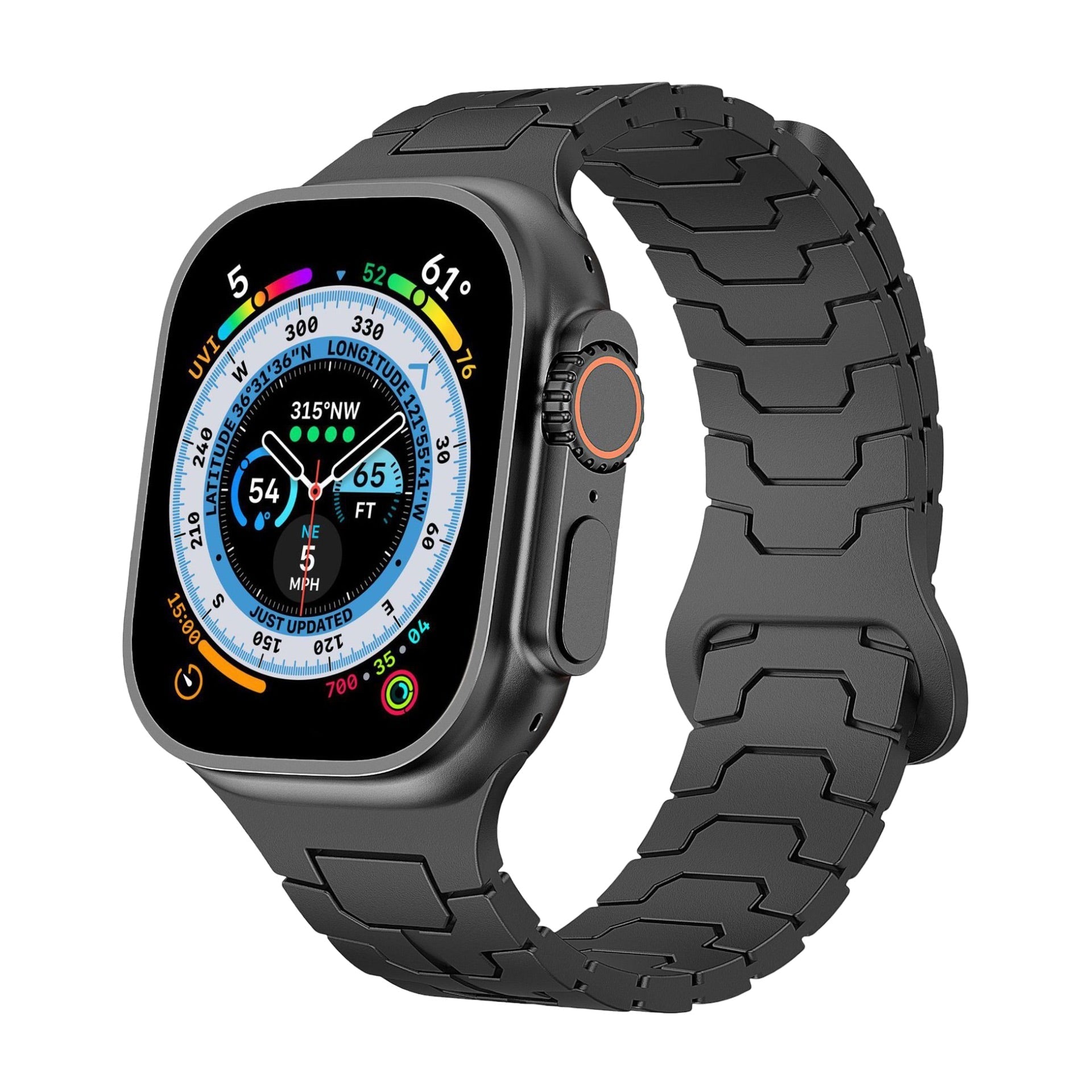 Technical-look high-resistance silicone bracelet for Apple Watch, adjustable, Ditrix model