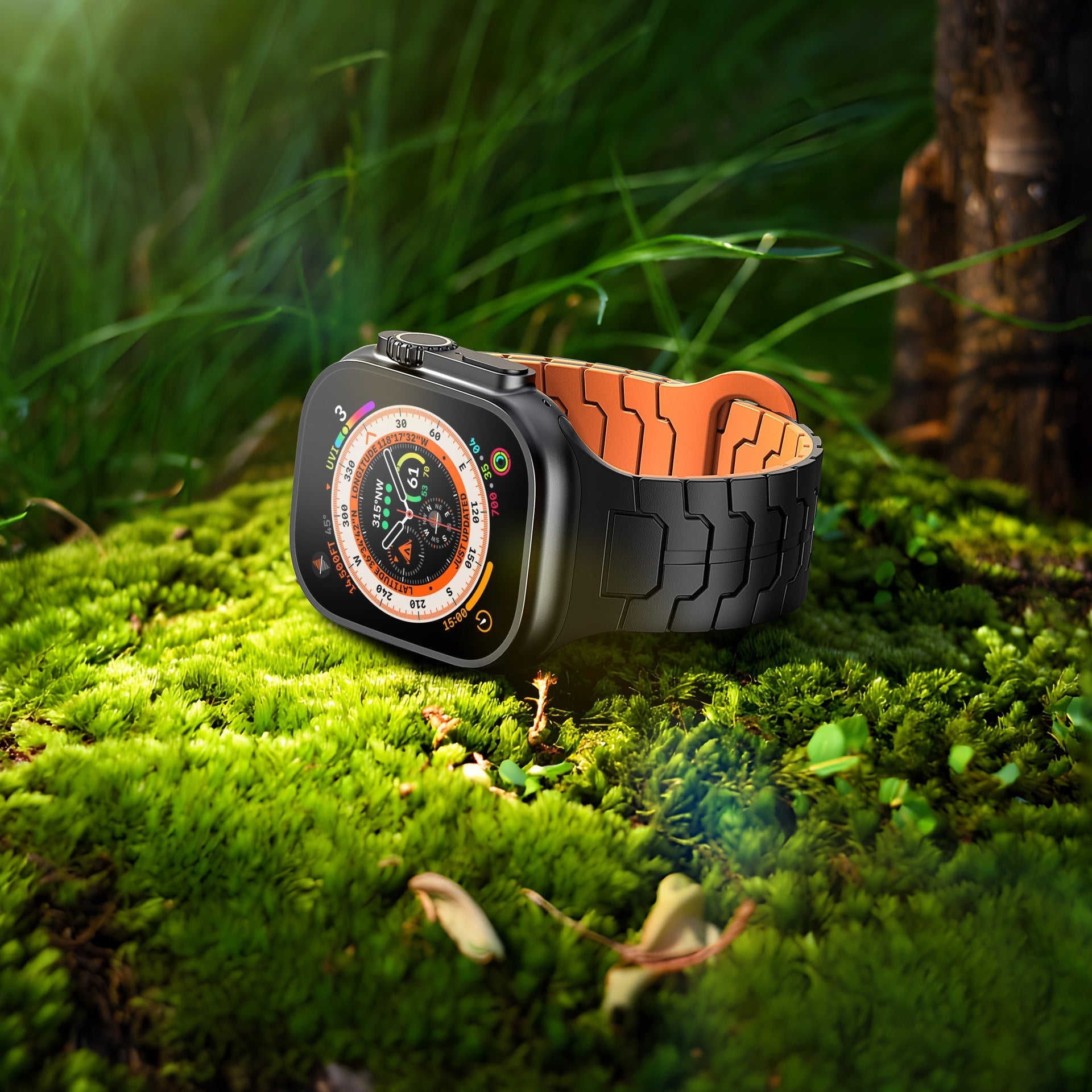 Technical-look high-resistance silicone bracelet for Apple Watch, adjustable, Ditrix model