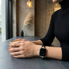 Slim bracelet for women, faux leather with crocodile texture, sparkling rhinestone connectors, compatible with Apple Watch, wrist elegance, Crozia model