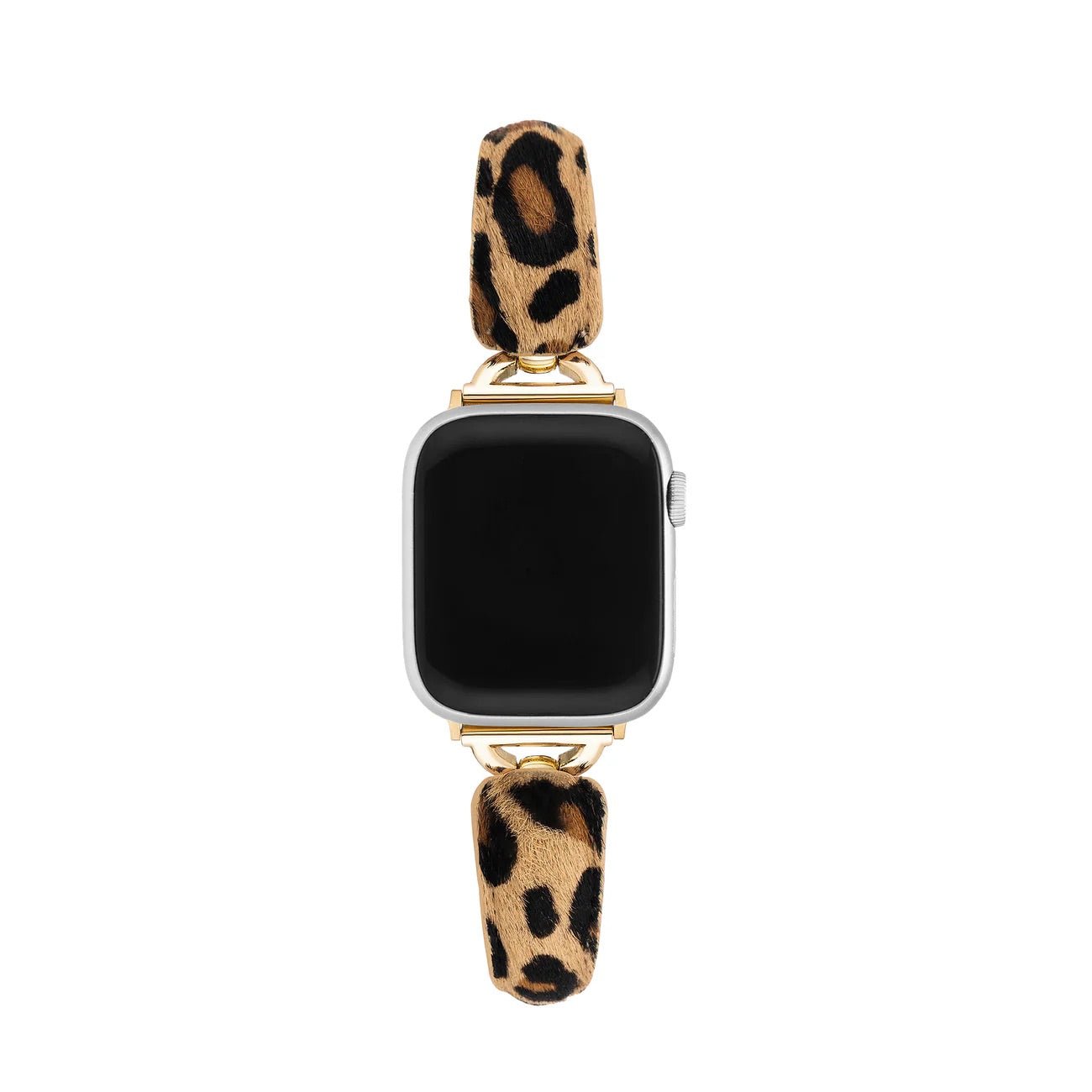 Leopard Bracelet for Apple Watch, bold style, shiny gold finishes and fur-effect texture, Keisha model