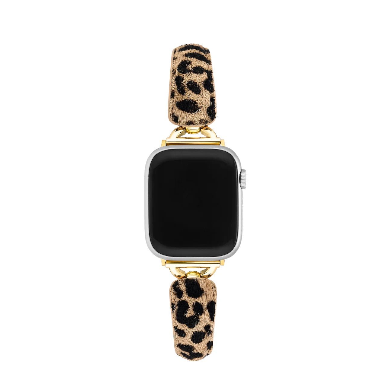 Leopard Bracelet for Apple Watch, bold style, shiny gold finishes and fur-effect texture, Keisha model
