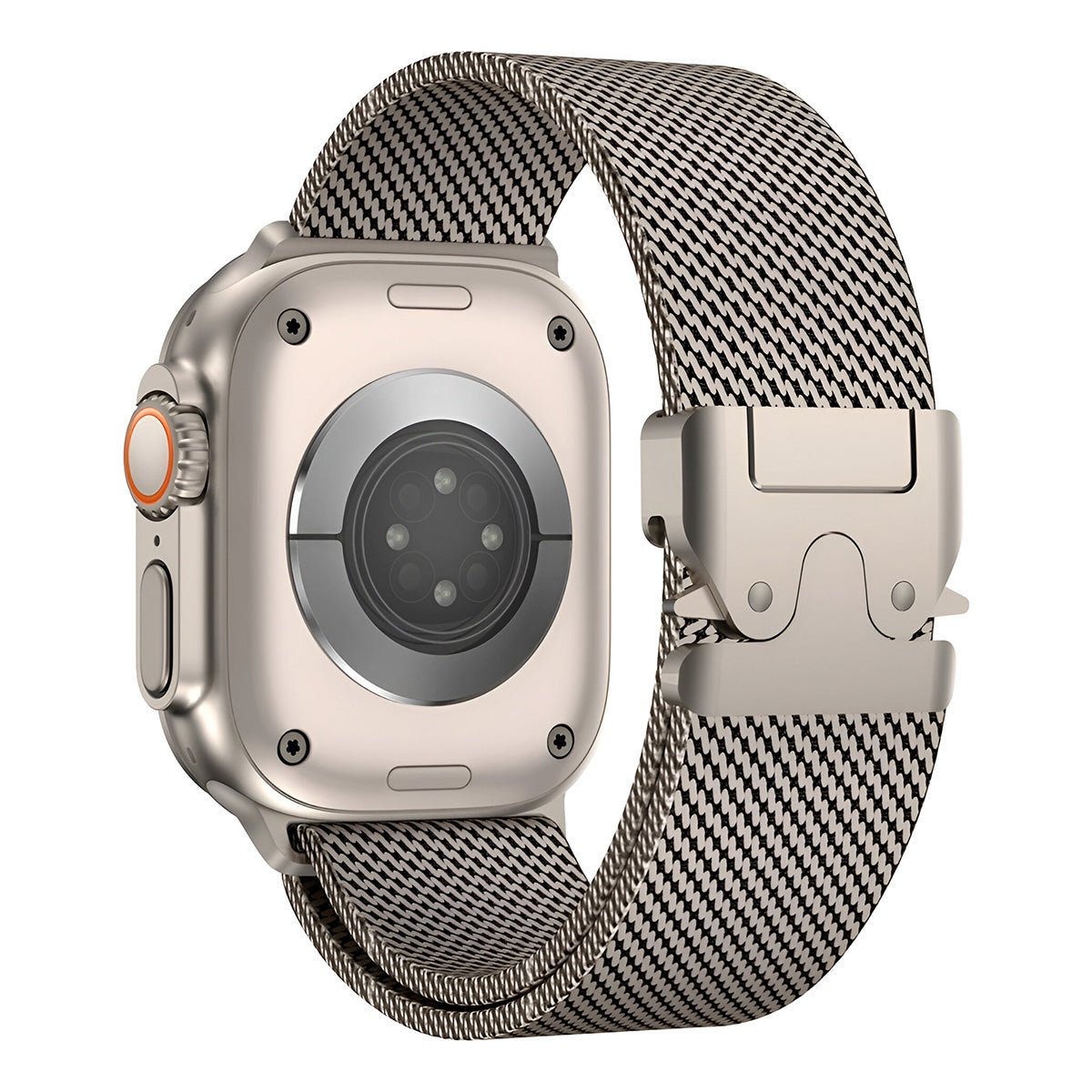 Milanese mesh stainless steel bracelet for Apple Watch with tactical clasp, Raeko model