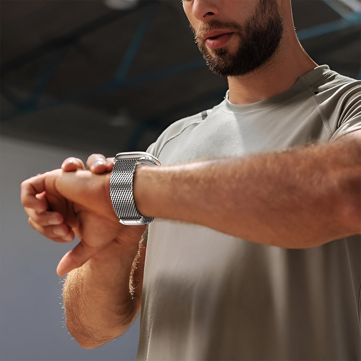 Milanese mesh stainless steel bracelet for Apple Watch with tactical clasp, Raeko model