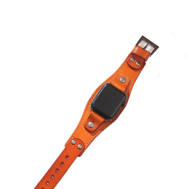 Wide leather cuff bracelet for Apple Watch, modern style, Toré model