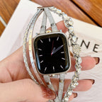 Apple Watch multi-strand bracelet, braided straps and interwoven chain, rhinestone medallions, for women, Wixe model