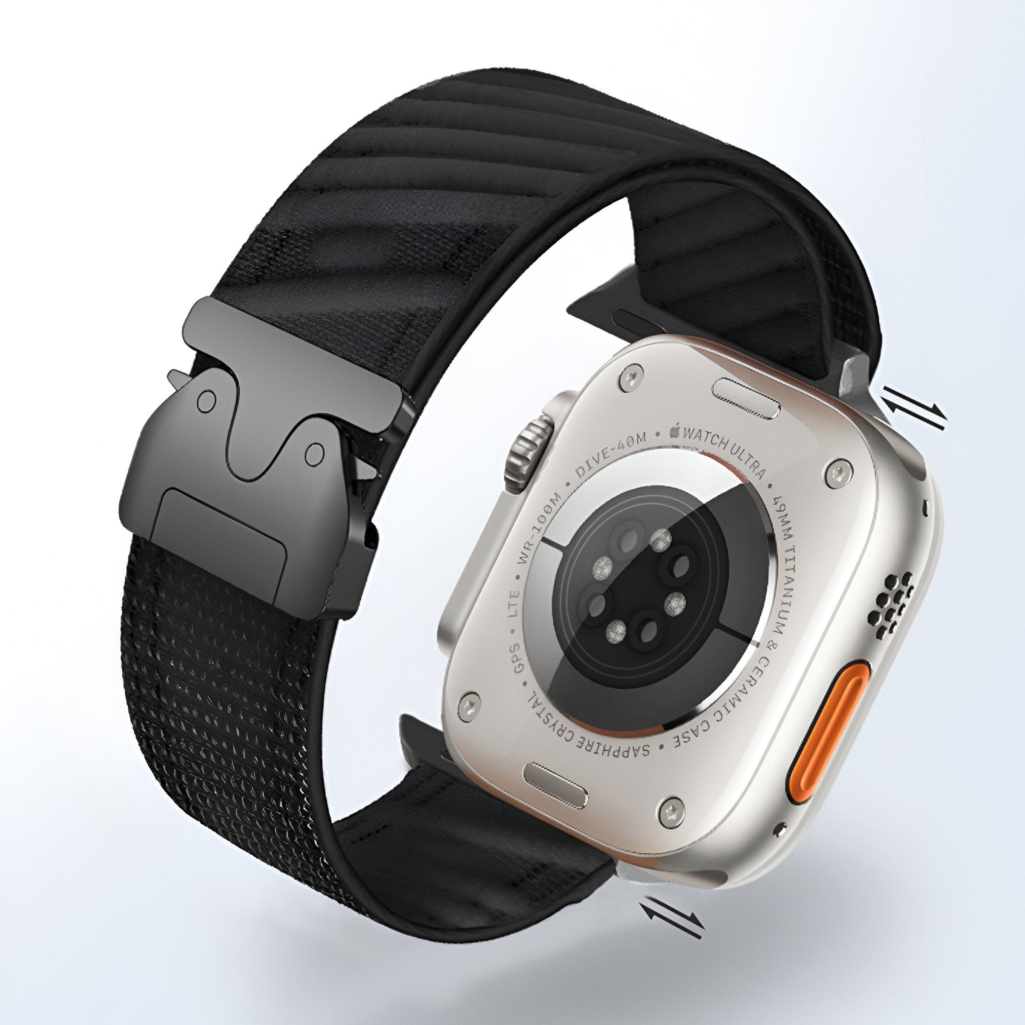Diagonal woven nylon bracelet for Apple Watch, tactical clasp, Neyko model