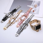 Multi-strand bracelet for Apple Watch, butterfly motif and beads, gold or silver finish, Amonita model