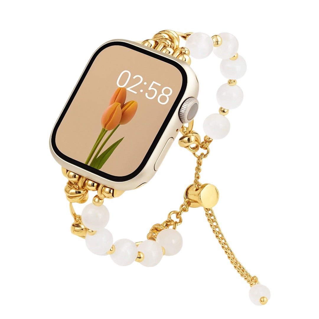 Apple Watch bracelet with cat's eye beads, adjustable chain, Tilou model