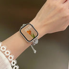 Apple Watch bracelet with cat's eye beads, adjustable chain, Tilou model
