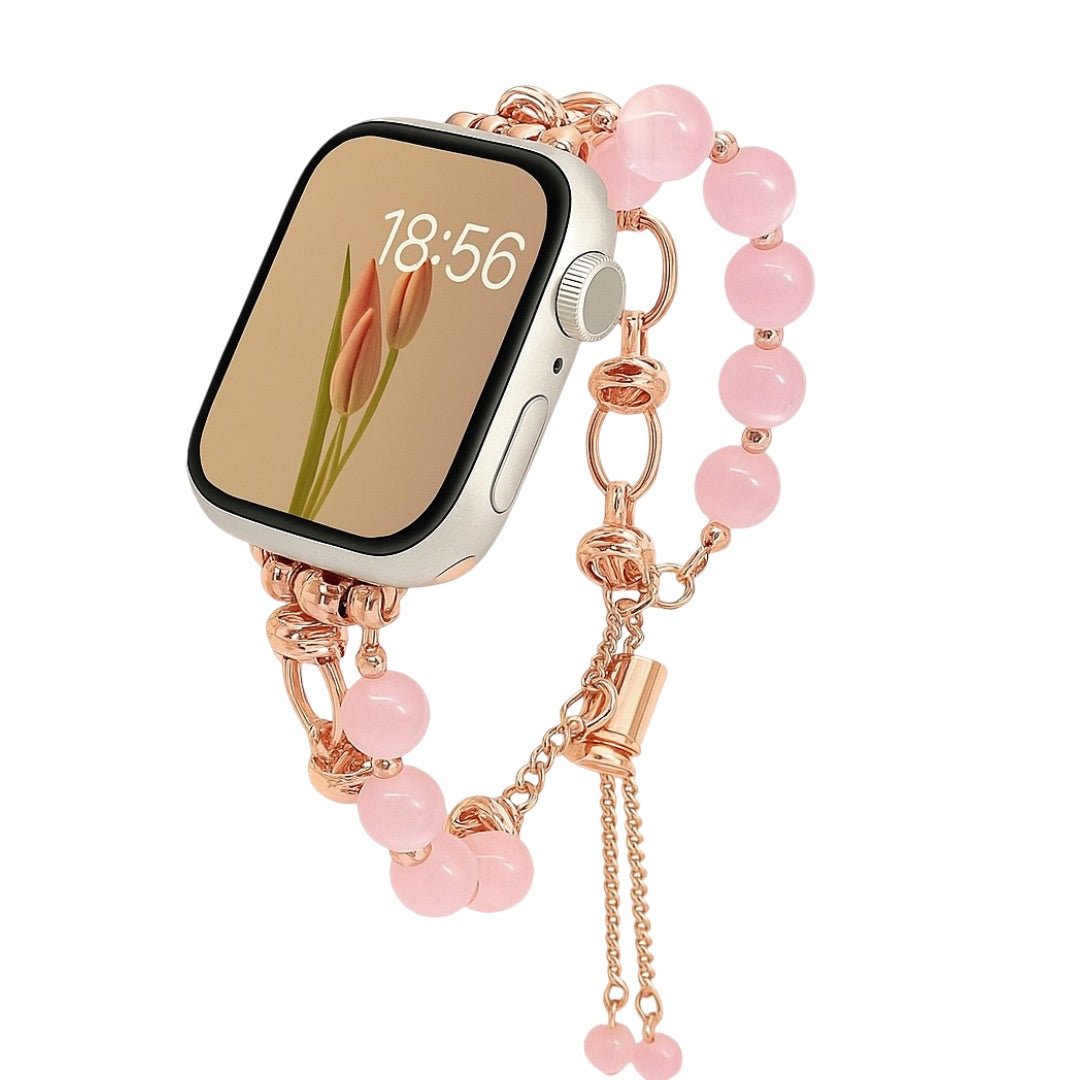 Apple Watch bracelet with cat's eye beads, adjustable chain, Tilou model