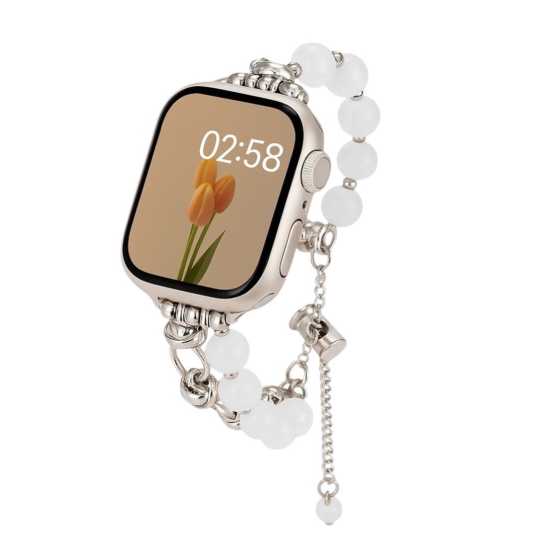 Apple Watch bracelet with cat's eye beads, adjustable chain, Tilou model