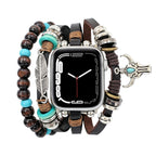 Bracelet pour Apple Watch, pendentifs plume et tête de buffle, plusieurs rangs, longueur ajustable, modèle Bufa