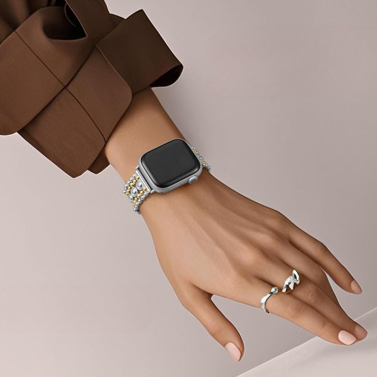 Smartwatch bracelet, adjustable metallic bead links, for women, Arline model